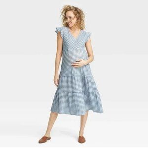 The Nines by HATCH | Dresses | The Nines By Hatch Maternity Dress Plaid  Flutter Sleeve | Poshmark